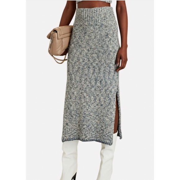 NEW! Ulla Johnson L Marled $475 Stretch Wool Sweater Midi Skirt Whipstitch Blue - Picture 1 of 12